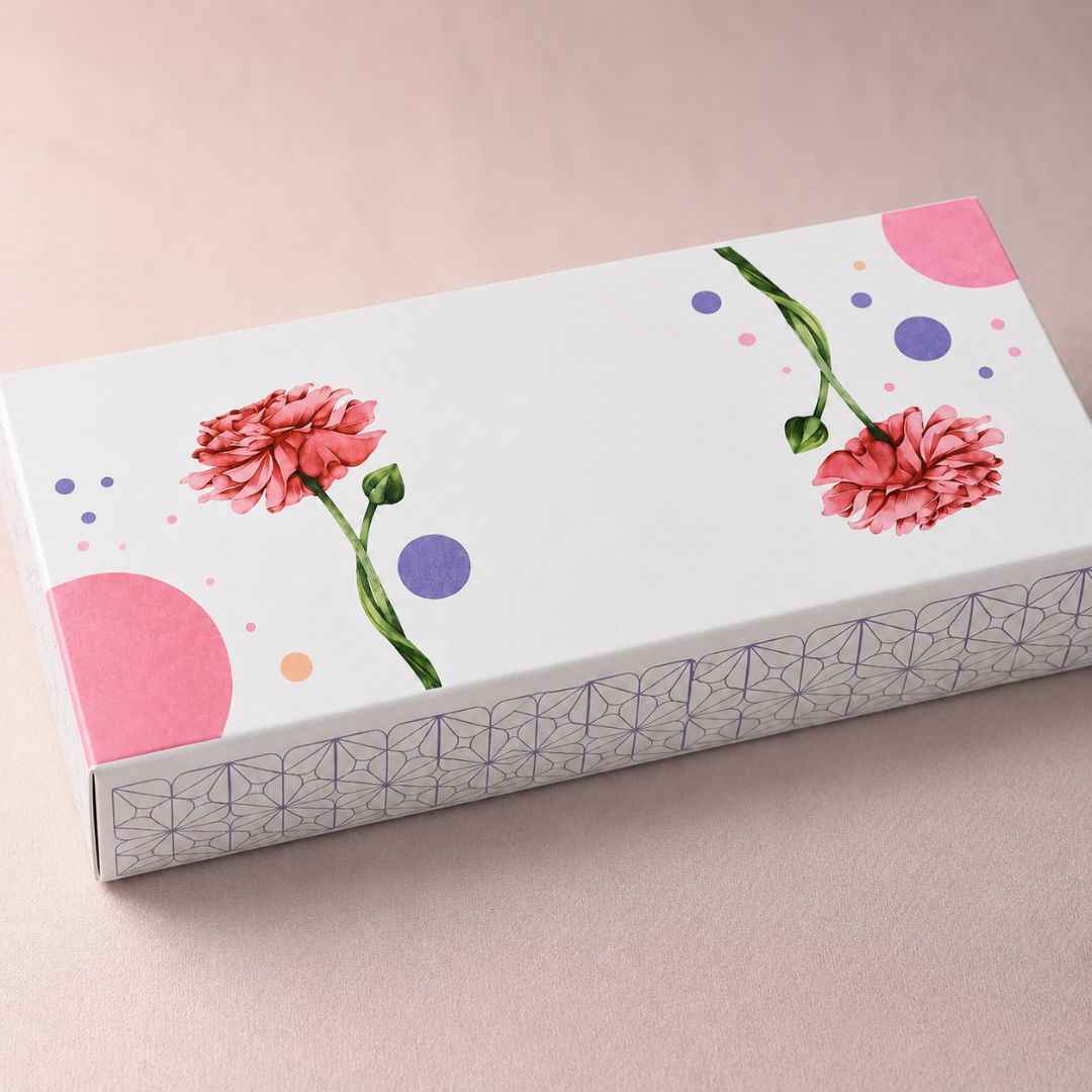 Pack of 8-White Carnation Floral Slim Gift Box