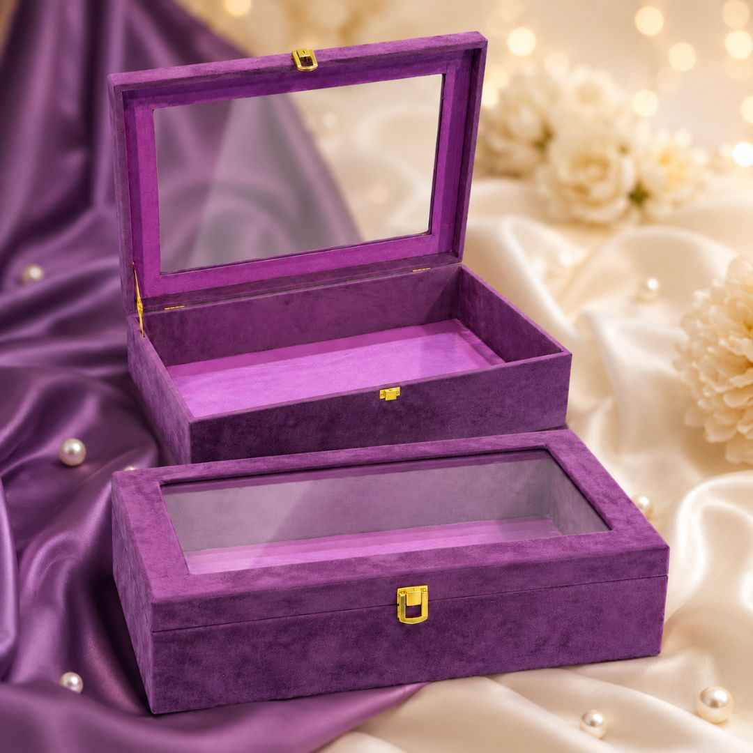 Purple Transparent Lid Gift Box with Golden Latch
