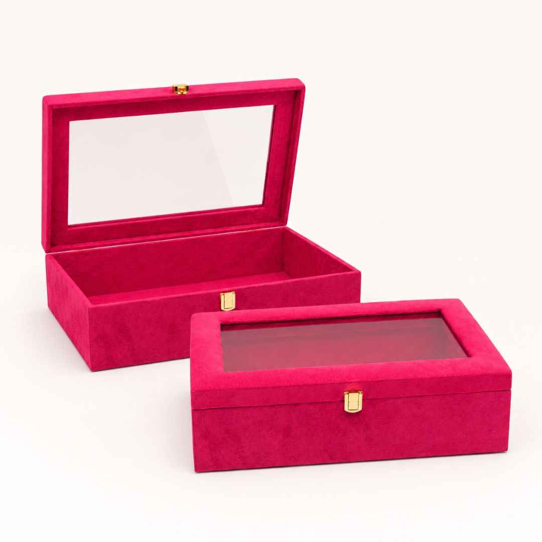 Rani Pink Transparent Lid Gift Box with Golden Latch