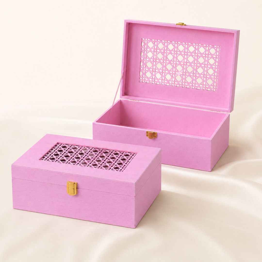 Pastel Pink Laser Cut Gift Box with Golden Latch
