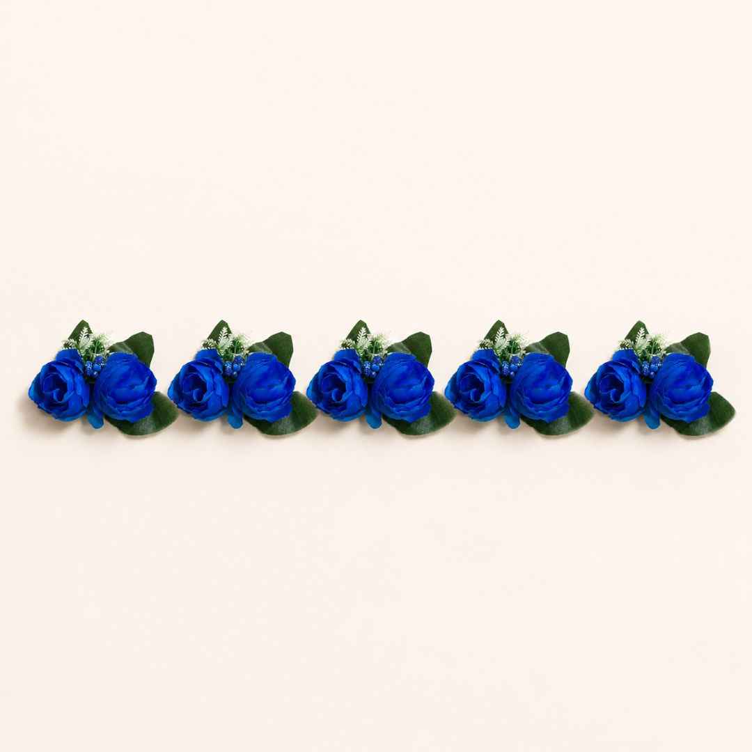 Set of 5 Royal Blue Rose Decorative Accessories for Hamper & Trousseau Packing