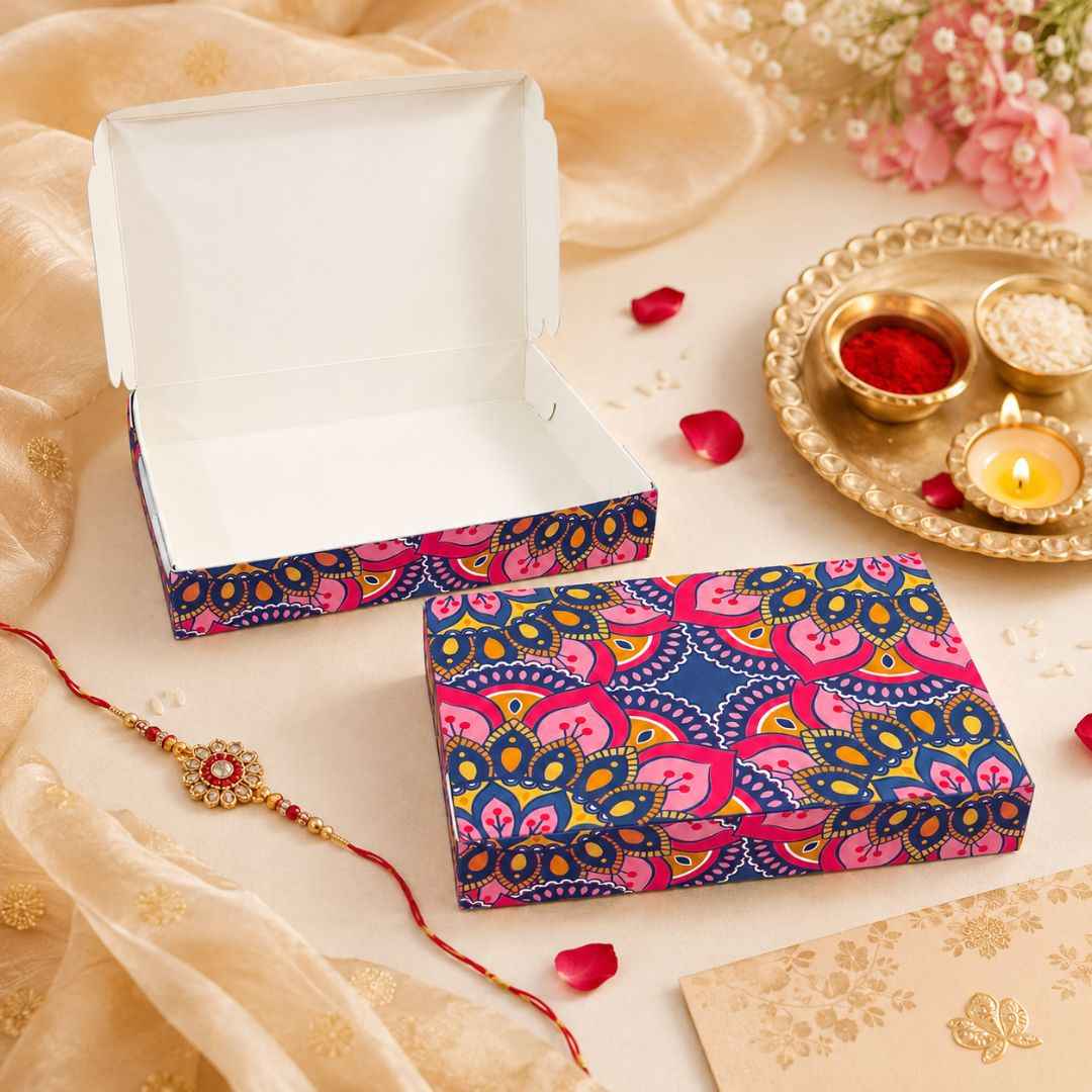 Multicolor Floral Rakhi Gift Box Pack of 10