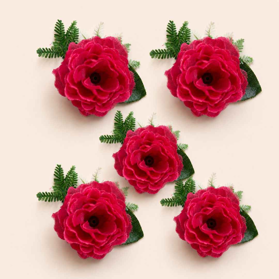 Set of 5 Pink Rose Decorative Flower Accessories for Hamper & Trousseau Packing