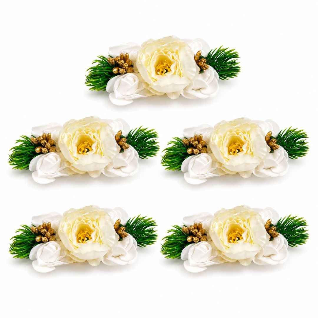 Pack of 5 Ivory White Floral Decoration Accessories for Hamper Packing
