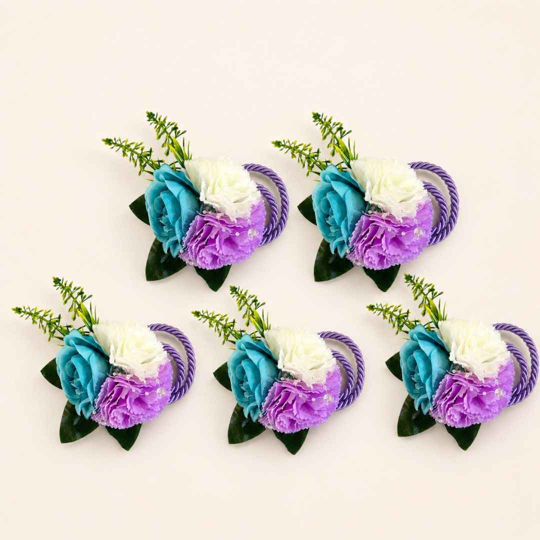 Set of 5 Multicolor Floral Decorative Accessories for Hamper & Trousseau Packing