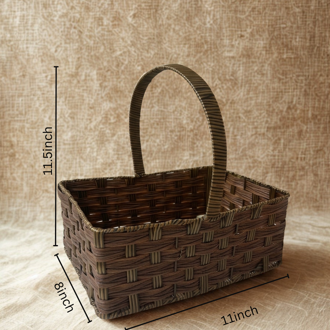 (Set of 3)Premium Brown Woven Handle Basket – Multipurpose Gift Hamper & Trousseau Packing Basket