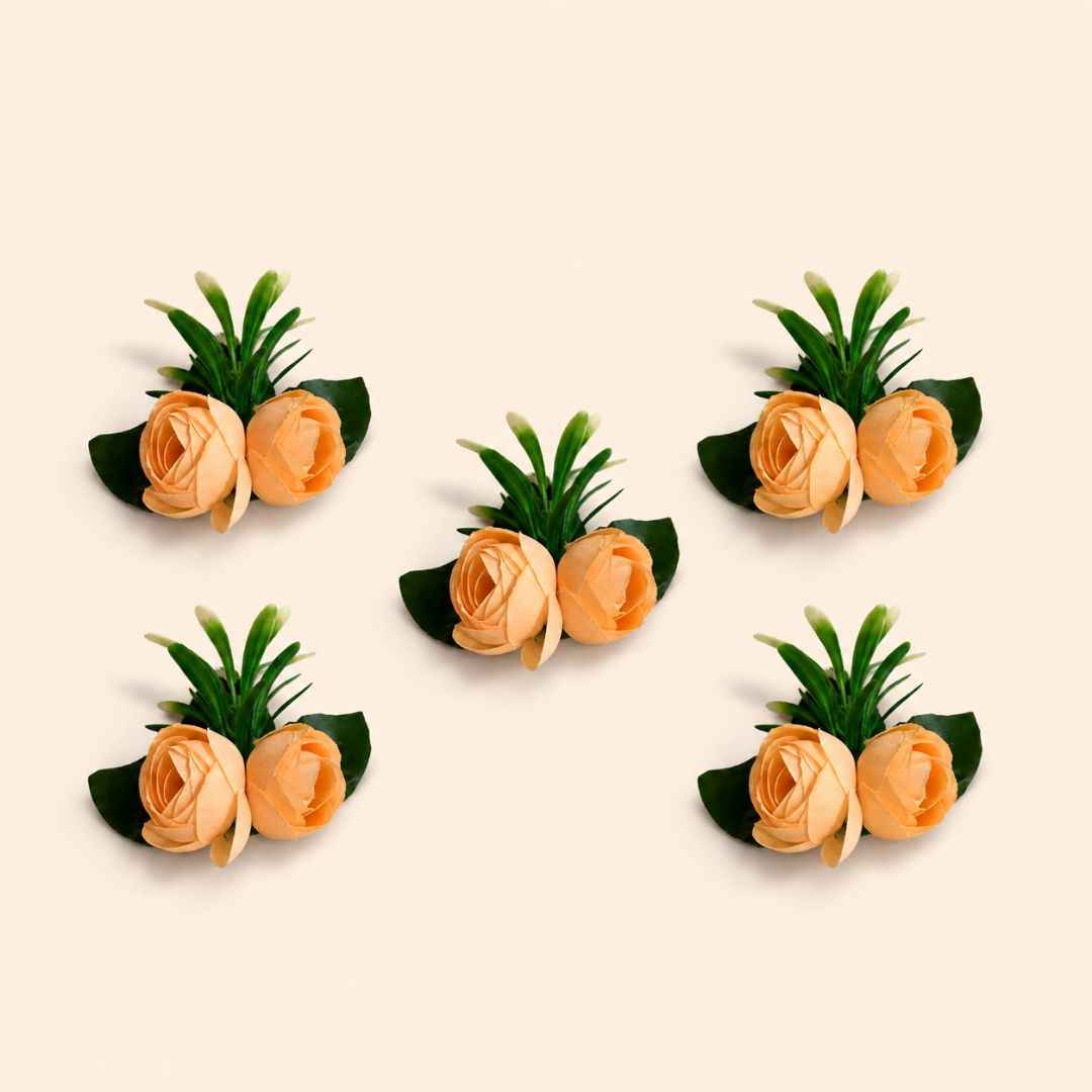 Set of 5 Peach Rose Floral Decoration Accessories for Hamper Packing