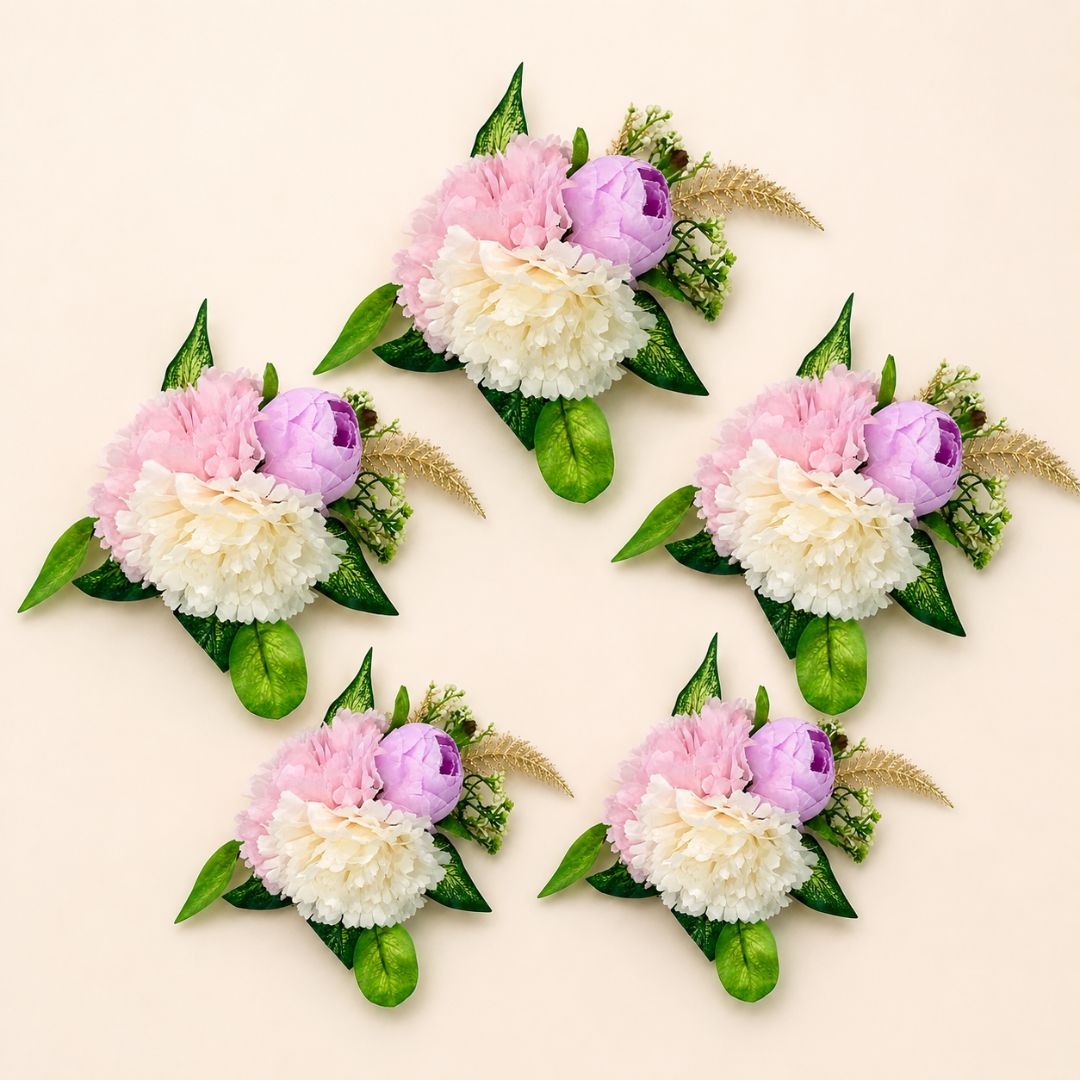 Set of 5 Pastel Floral Decorative Accessories for Hamper & Trousseau Packing