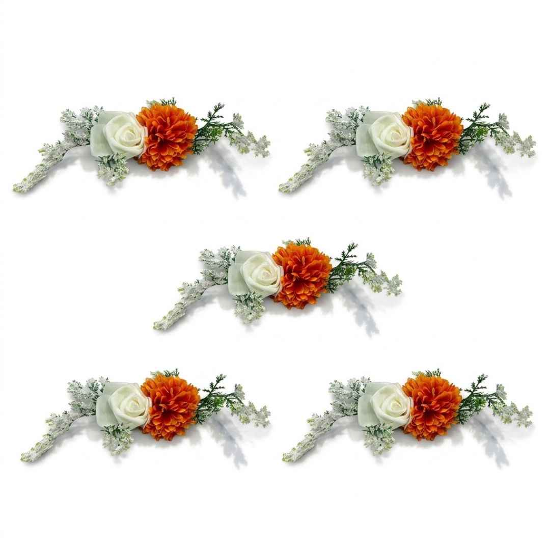 Orange & White Floral Decoration Accessory for Hamper Packing