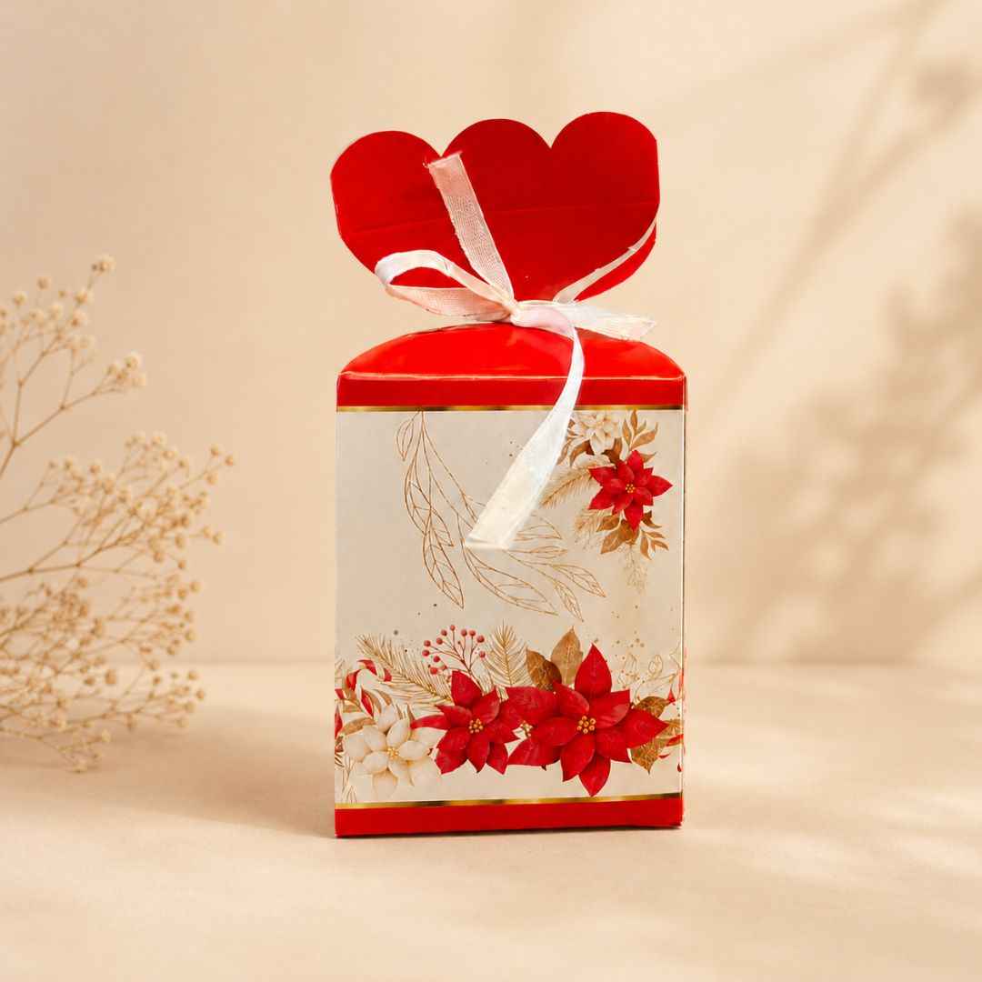 Pack of 8 -Red Floral Ribbon Gift Box