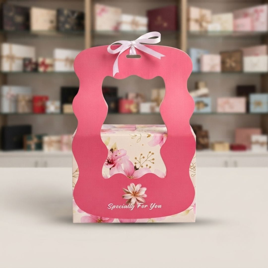 Pack of 8-Pink Window Floral Gift Box