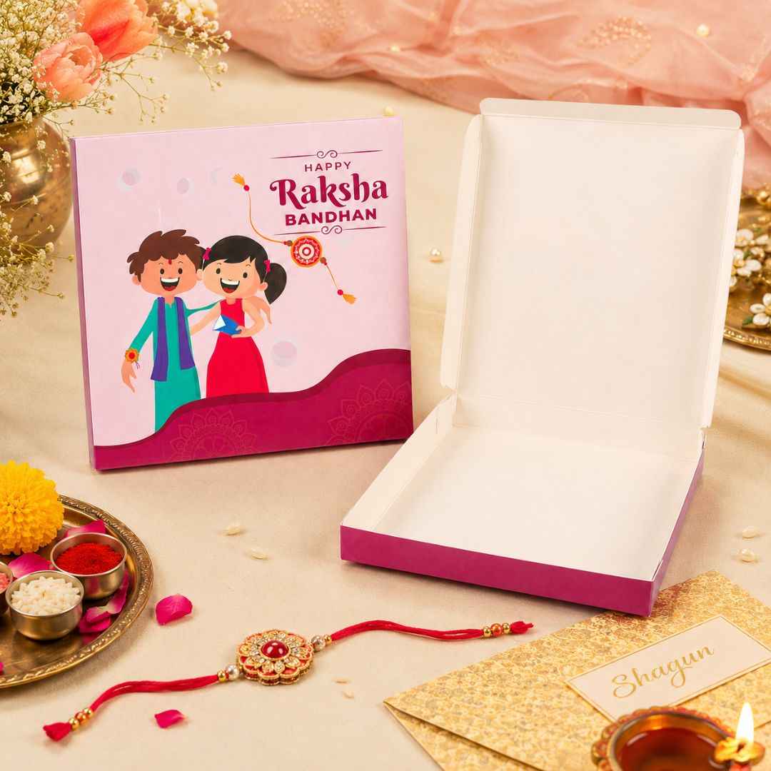 Pink Happy Raksha Bandhan Rakhi Gift Box Pack of 10