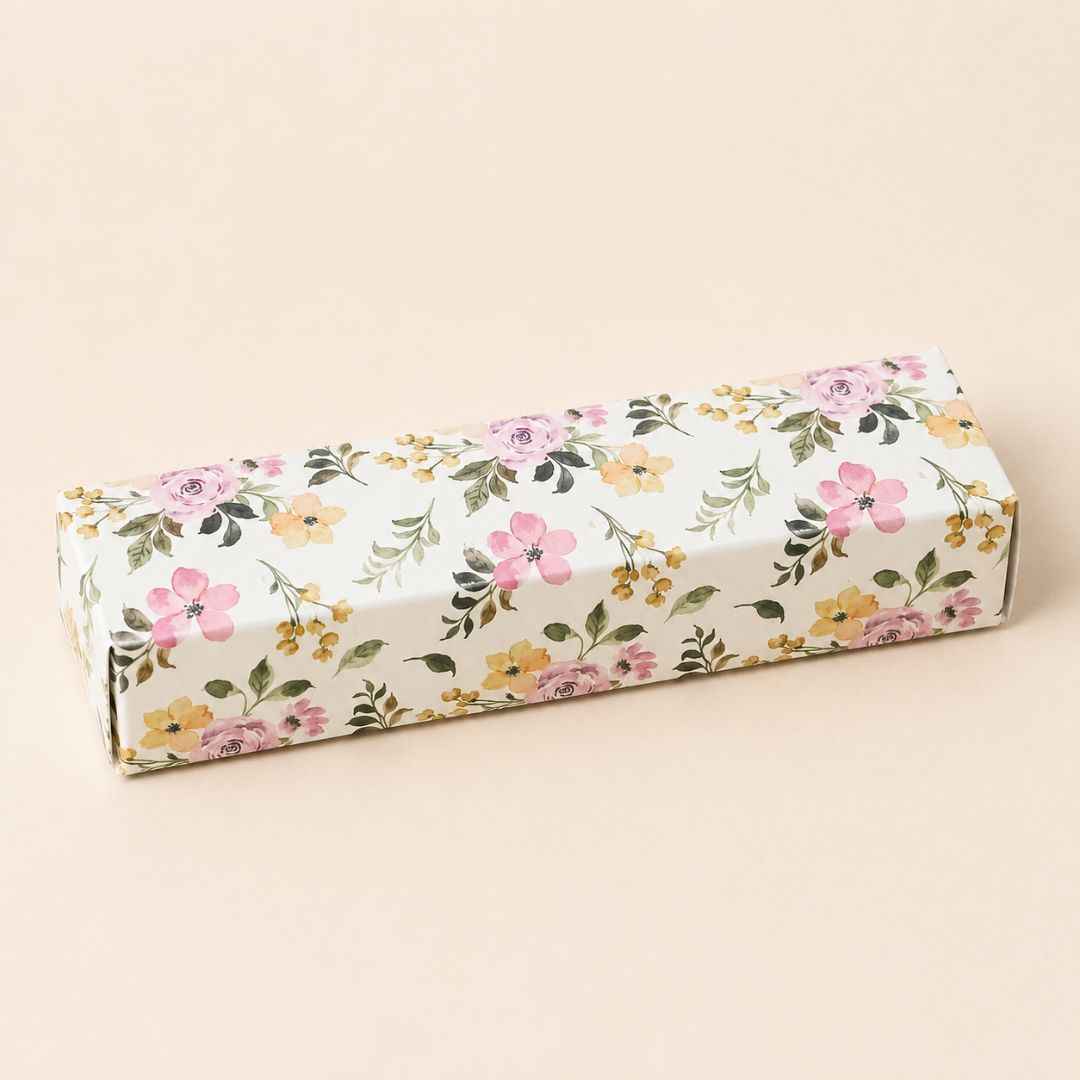 Pack of 8 White Floral Slim Gift Box