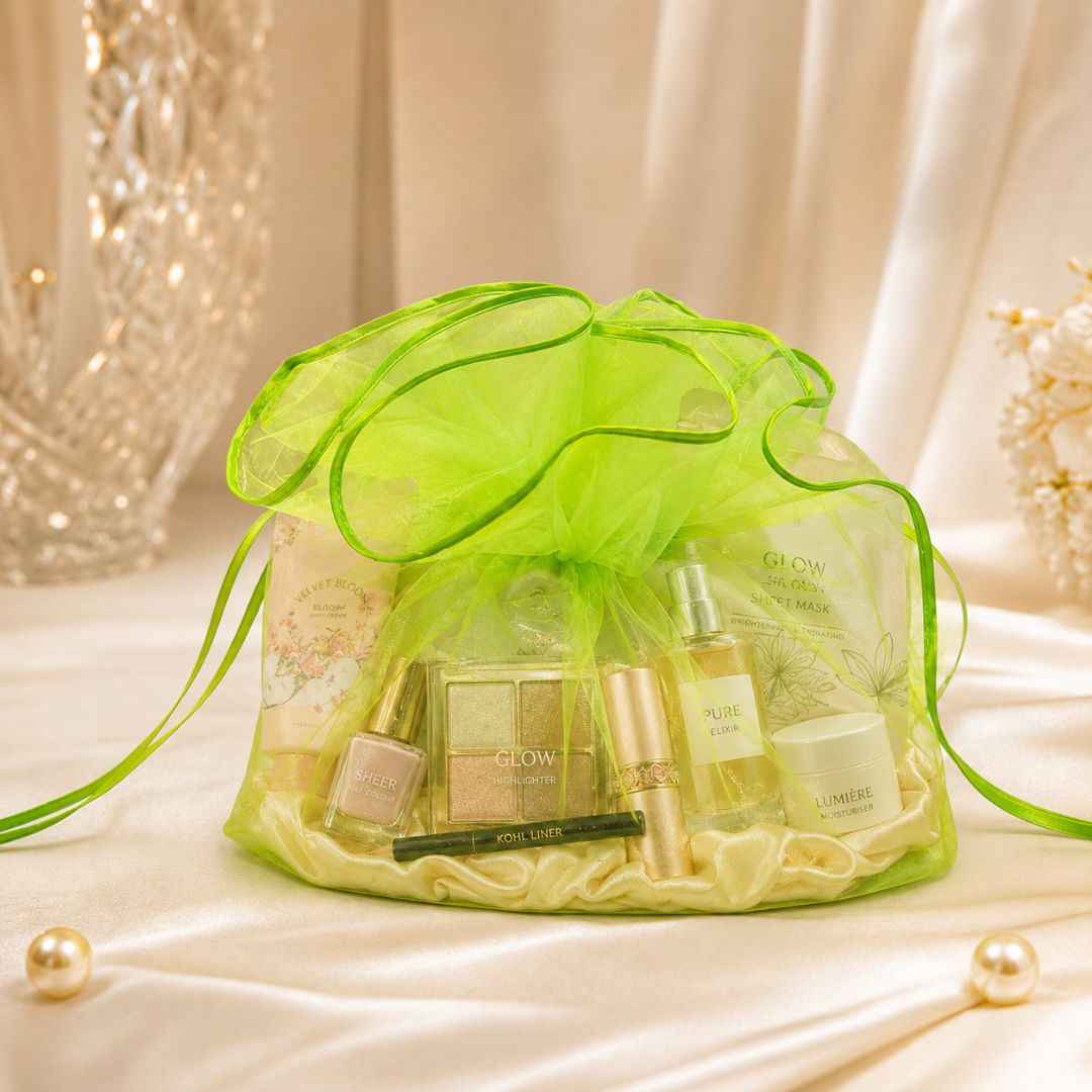 Green Organza Potli Gift Bag Pack of 5