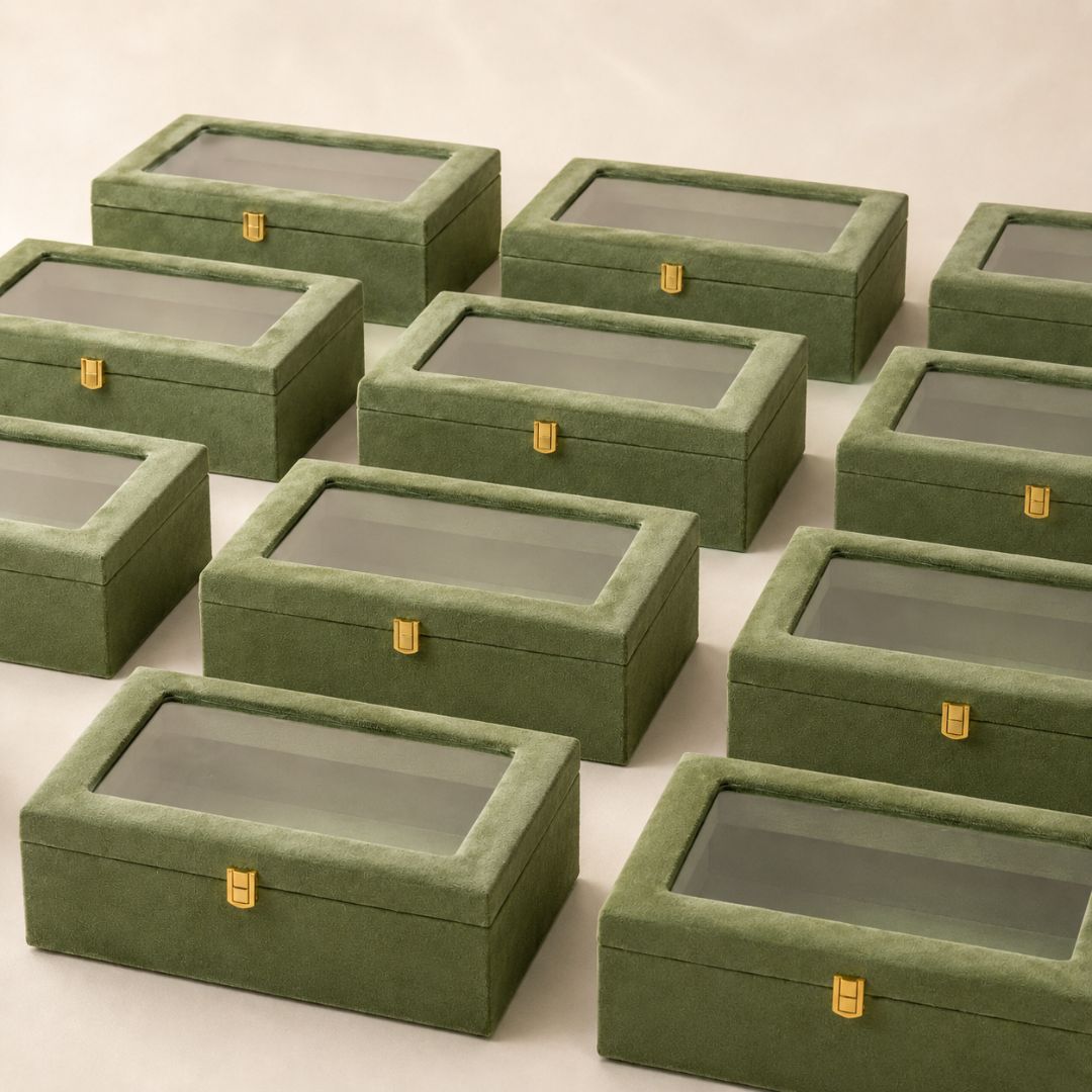 Olive Green Transparent Lid Gift Box with Golden Latch