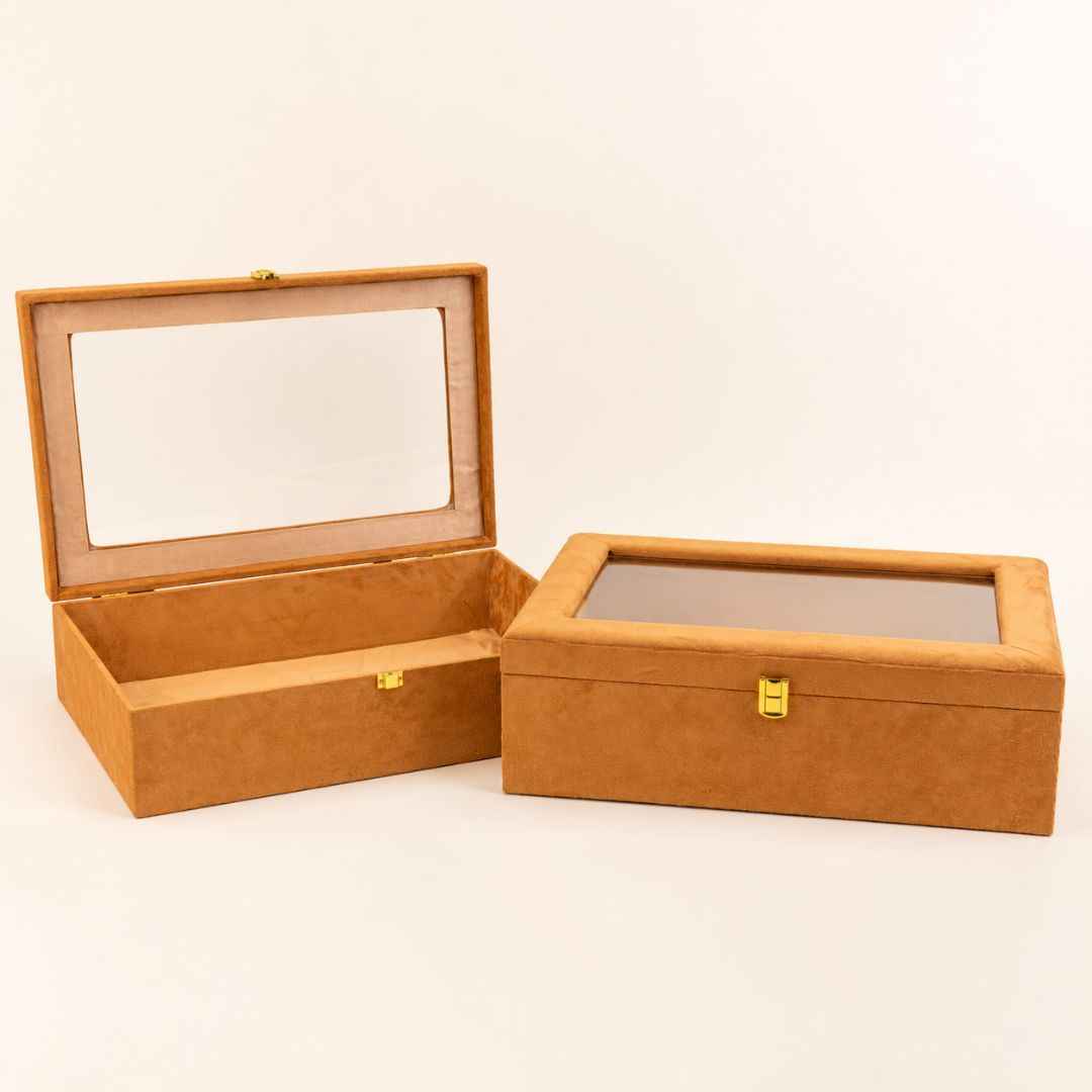 Mustard Transparent Lid Gift Box with Golden Latch