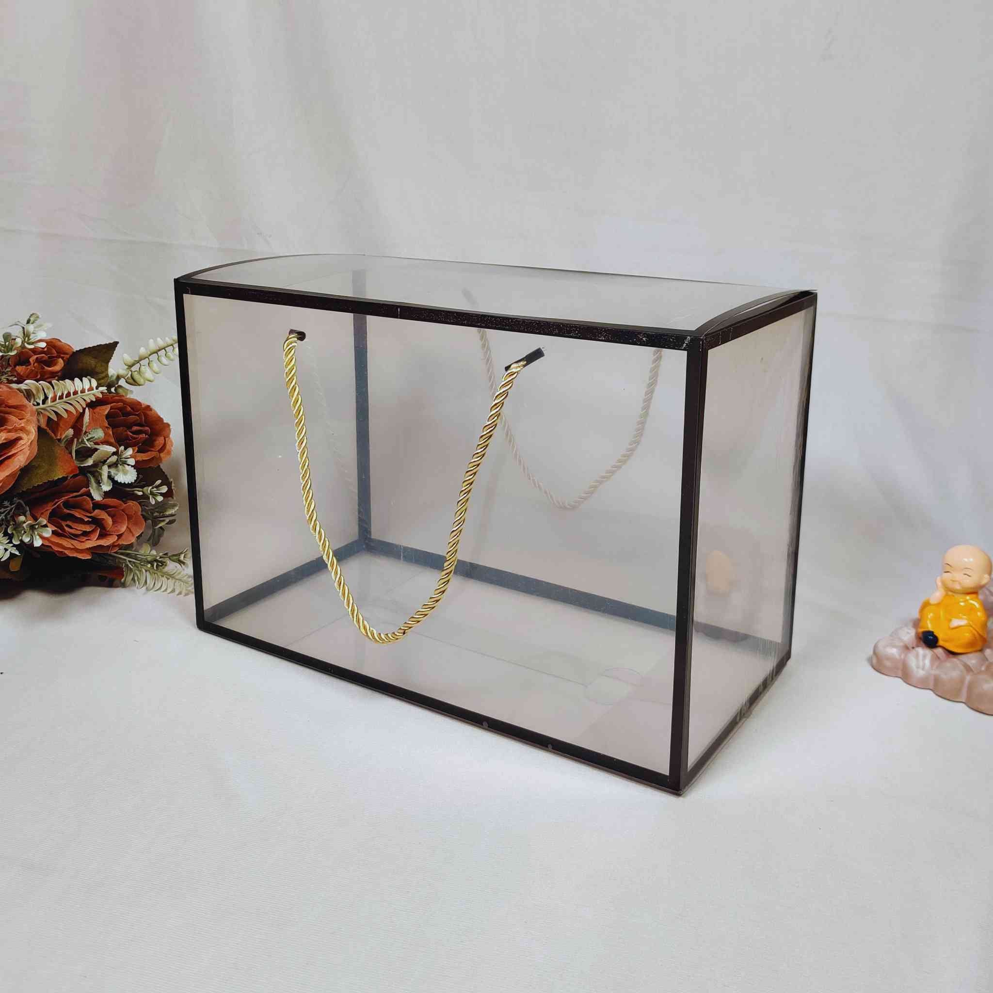 Trendy Black Transparent Box Bag For Gift Hamper (12x6x8 inches)