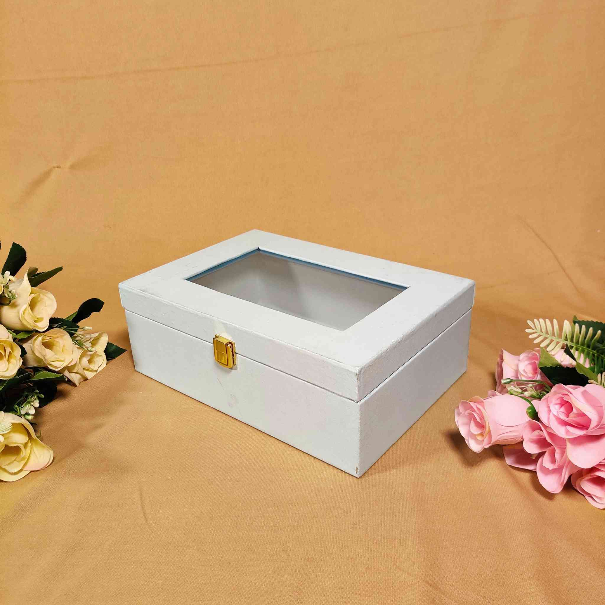 Sky-Blue Window Trunk Box For Gift Hamper (10x7x4 inches)