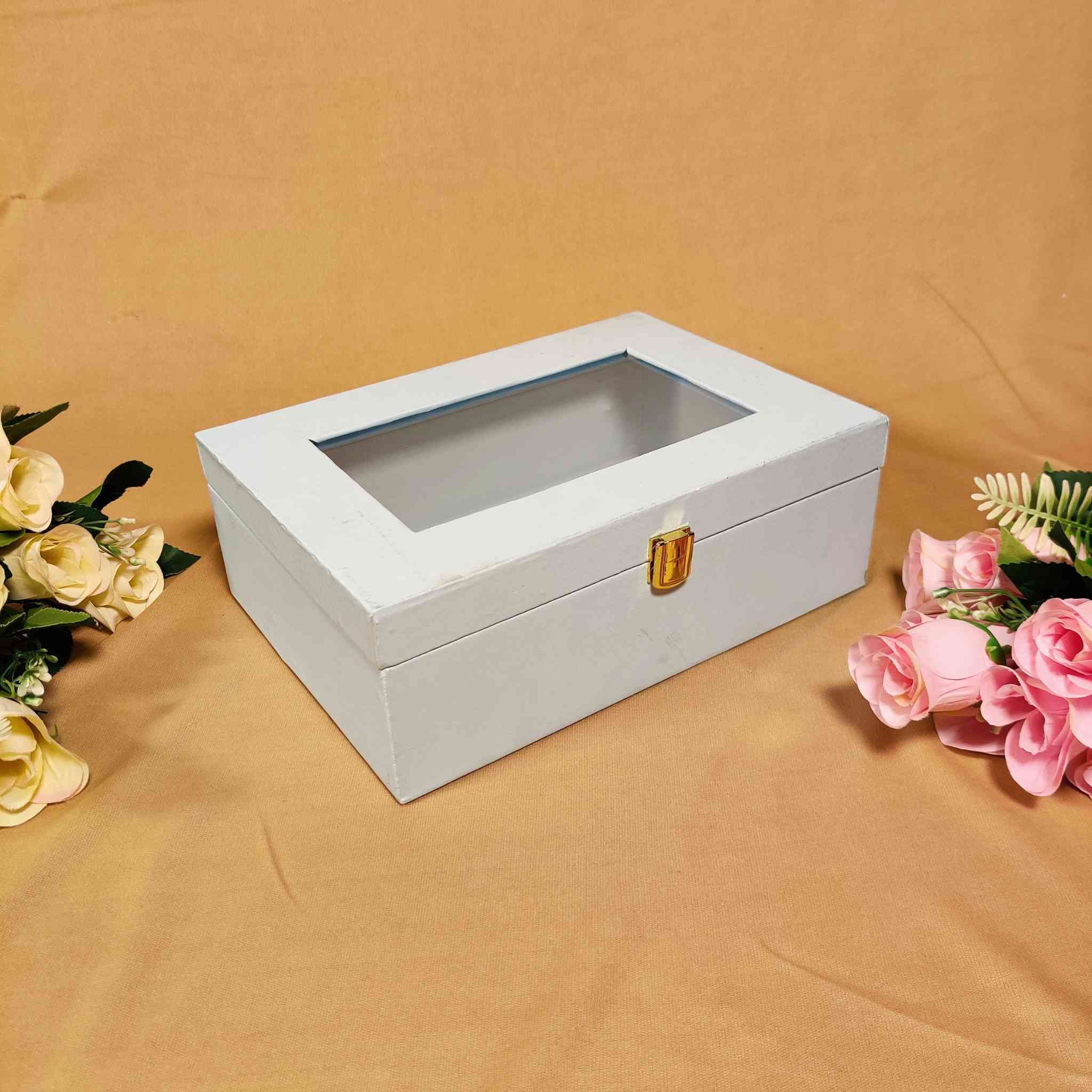 Sky-Blue Window Trunk Box For Gift Hamper (10x7x4 inches)