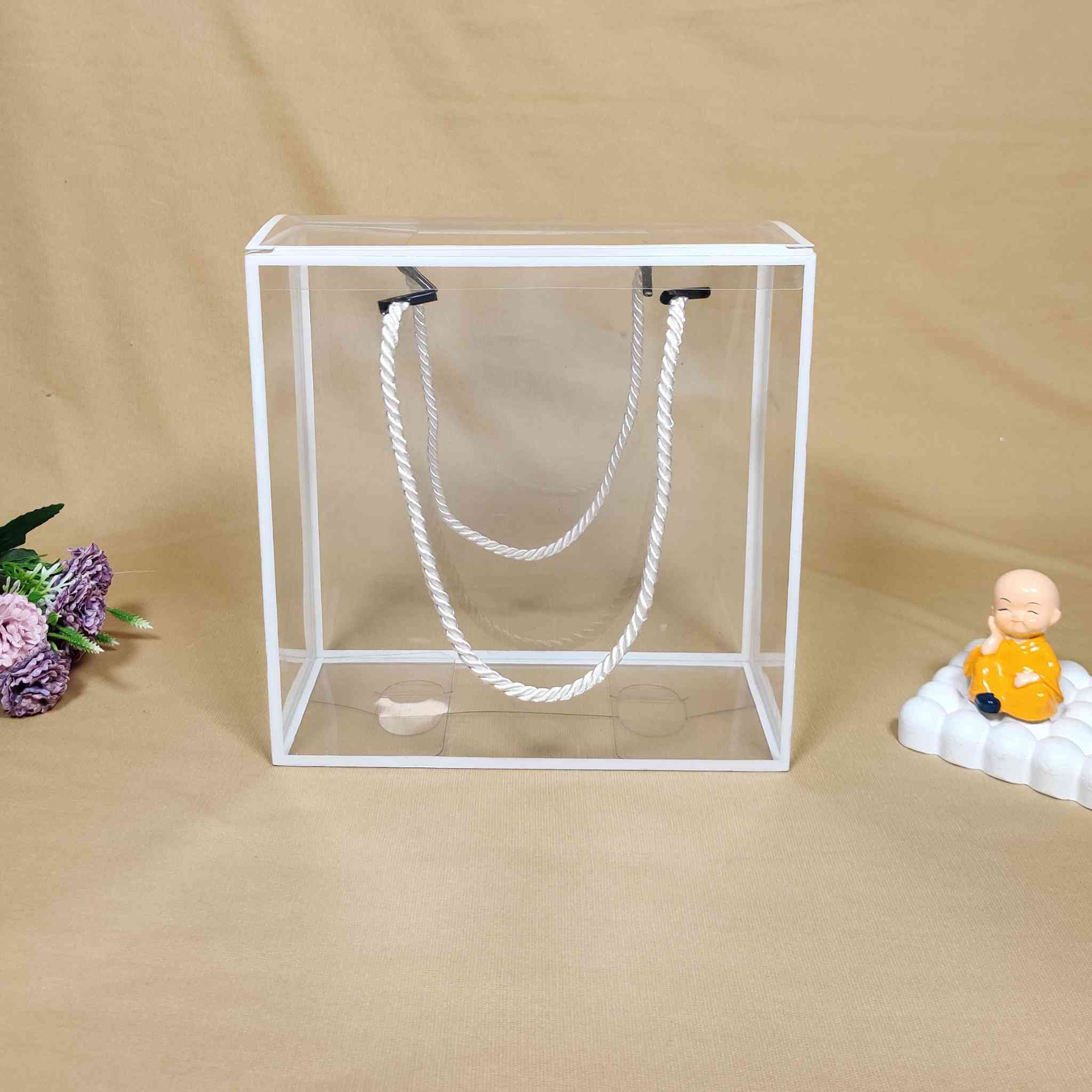 White Transparent Box Bag For Gift Hamper (8x8x4 inches) | adscraft.in 