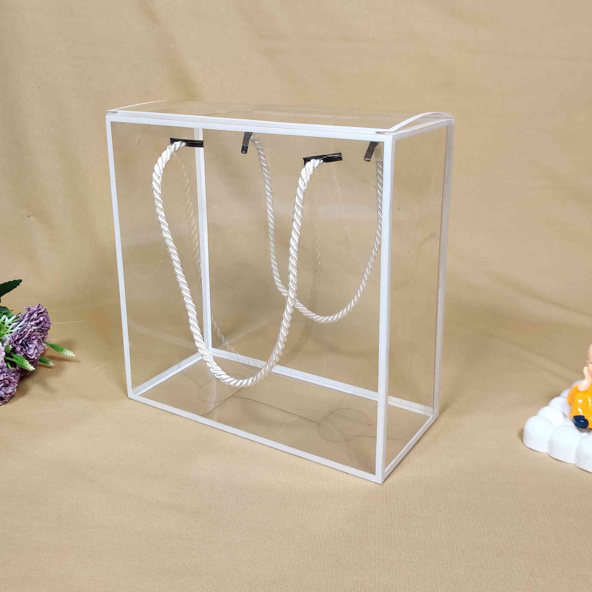 White Transparent Box Bag For Gift Hamper (8x8x4 inches)