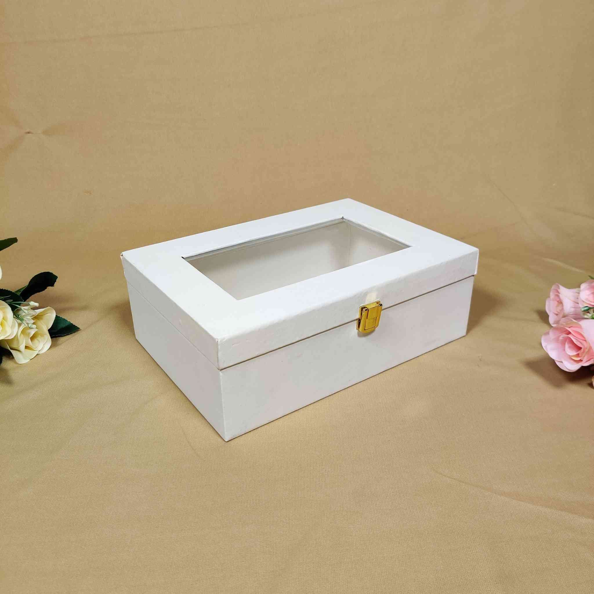 White Window Trunk Box For Gift Hamper (10x7x4 inches)