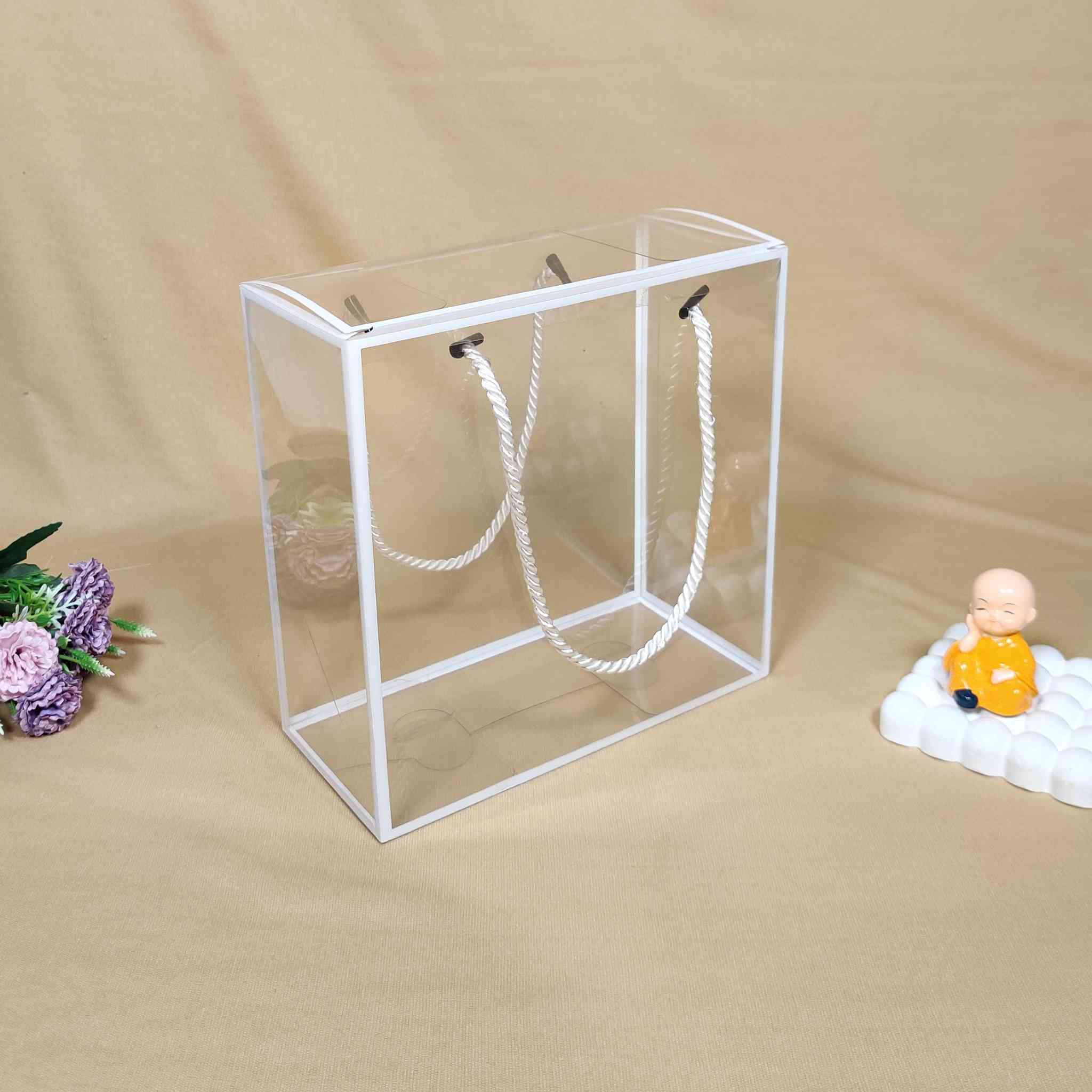 White Transparent Box Bag For Gift Hamper (8x8x4 inches)