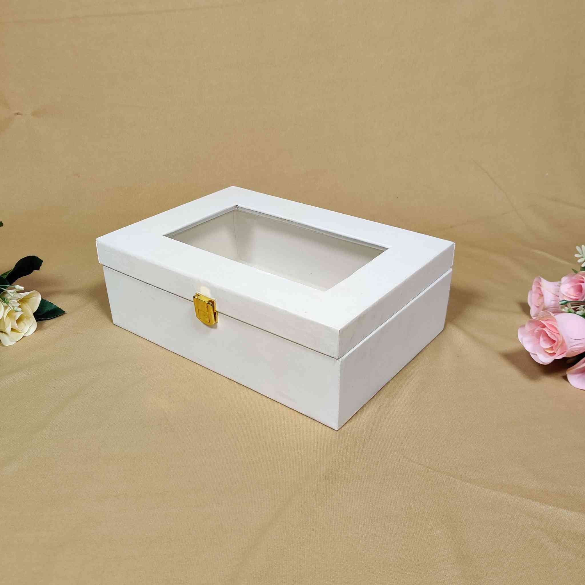 White Window Trunk Box For Gift Hamper (10x7x4 inches)