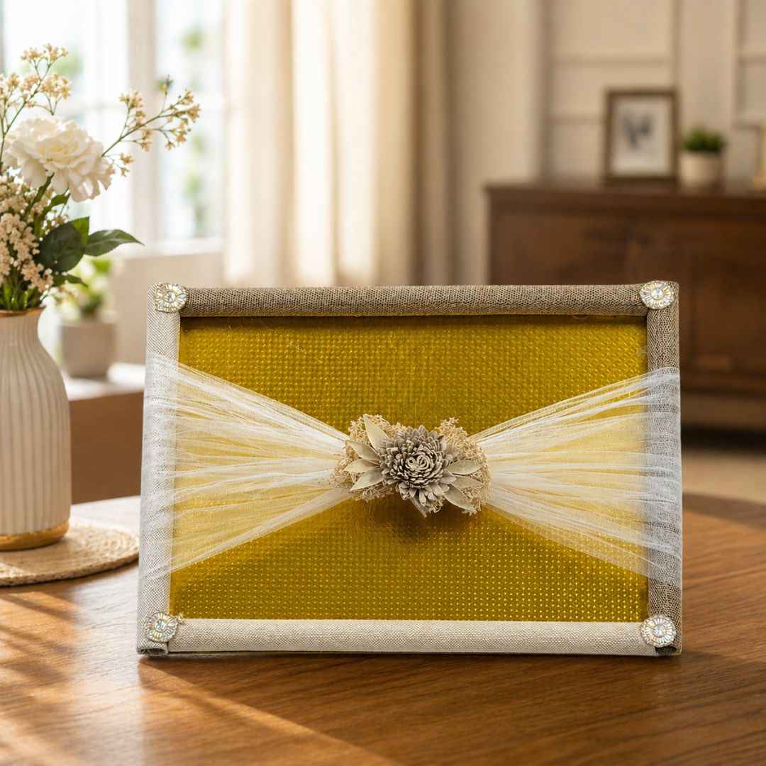 (Set of 3) Eco-Friendly Jute Hamper Trays with Organza & Handcrafted Jute Flower –
