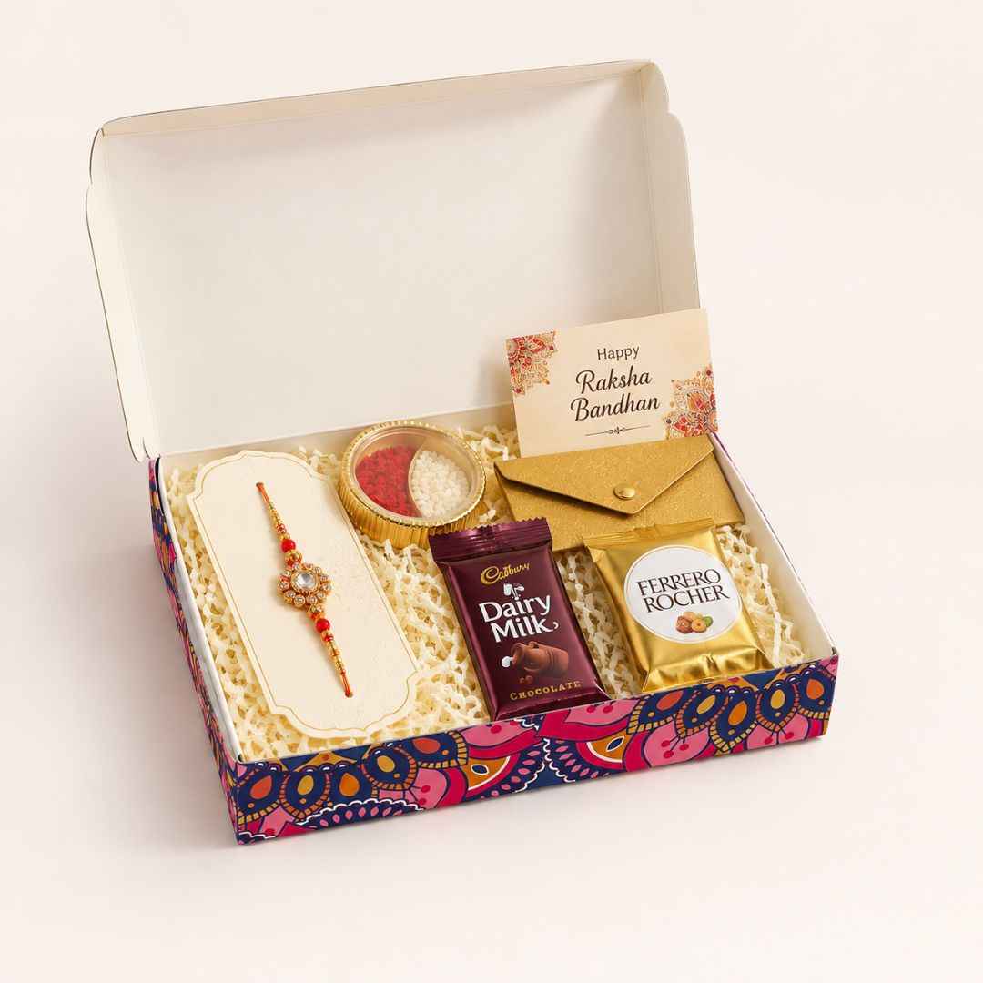 Multicolor Floral Rakhi Gift Box Pack of 10