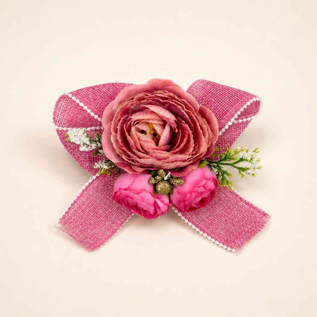 Set of 5 Pink Floral Decorative Accessories for Hamper Decoration & Trousseau Packing