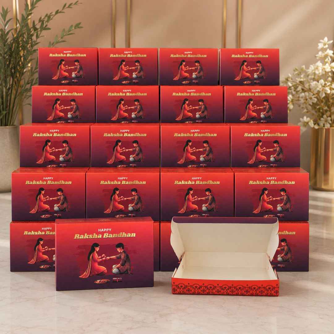 Premium Raksha Bandhan Hamper Box – Red Rakhi Gift Box | Set of 10