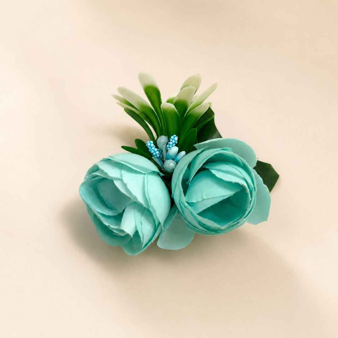 Set of 5 Aqua Blue Floral Decoration Accessories for Hamper Packing