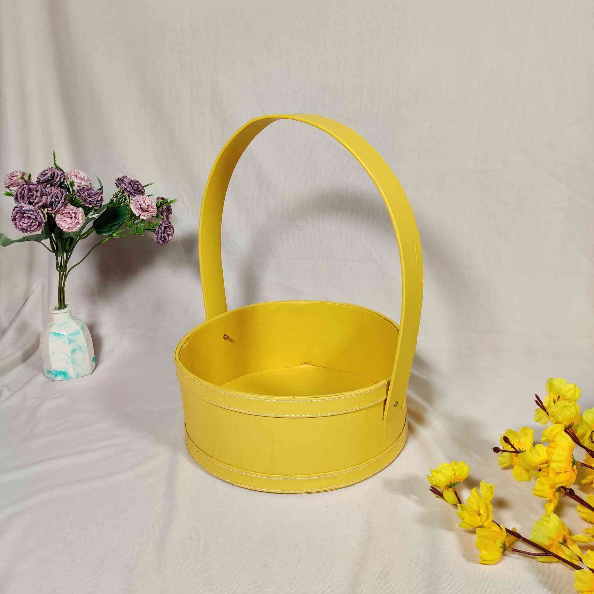 Yellow Basket For Gift Hamper (10x10x4 inches)