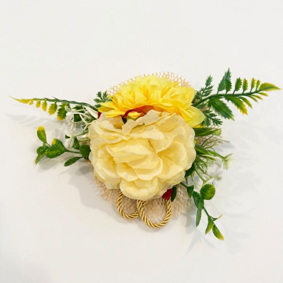 Set of 5 Yellow Floral Decorative Accessories for Hamper & Trousseau Packing