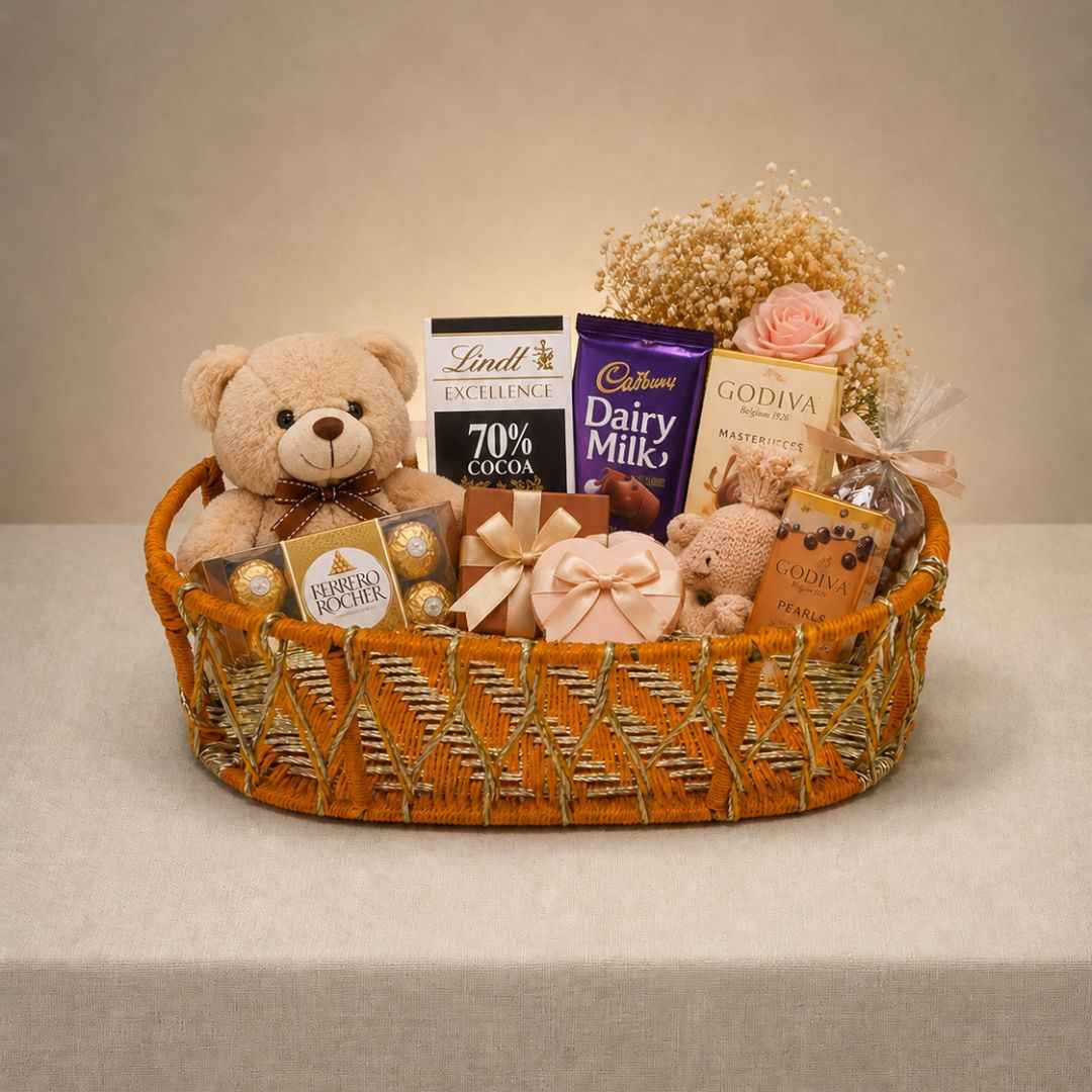 Premium Orange & Gold Oval Hamper Basket Set – Set of 3