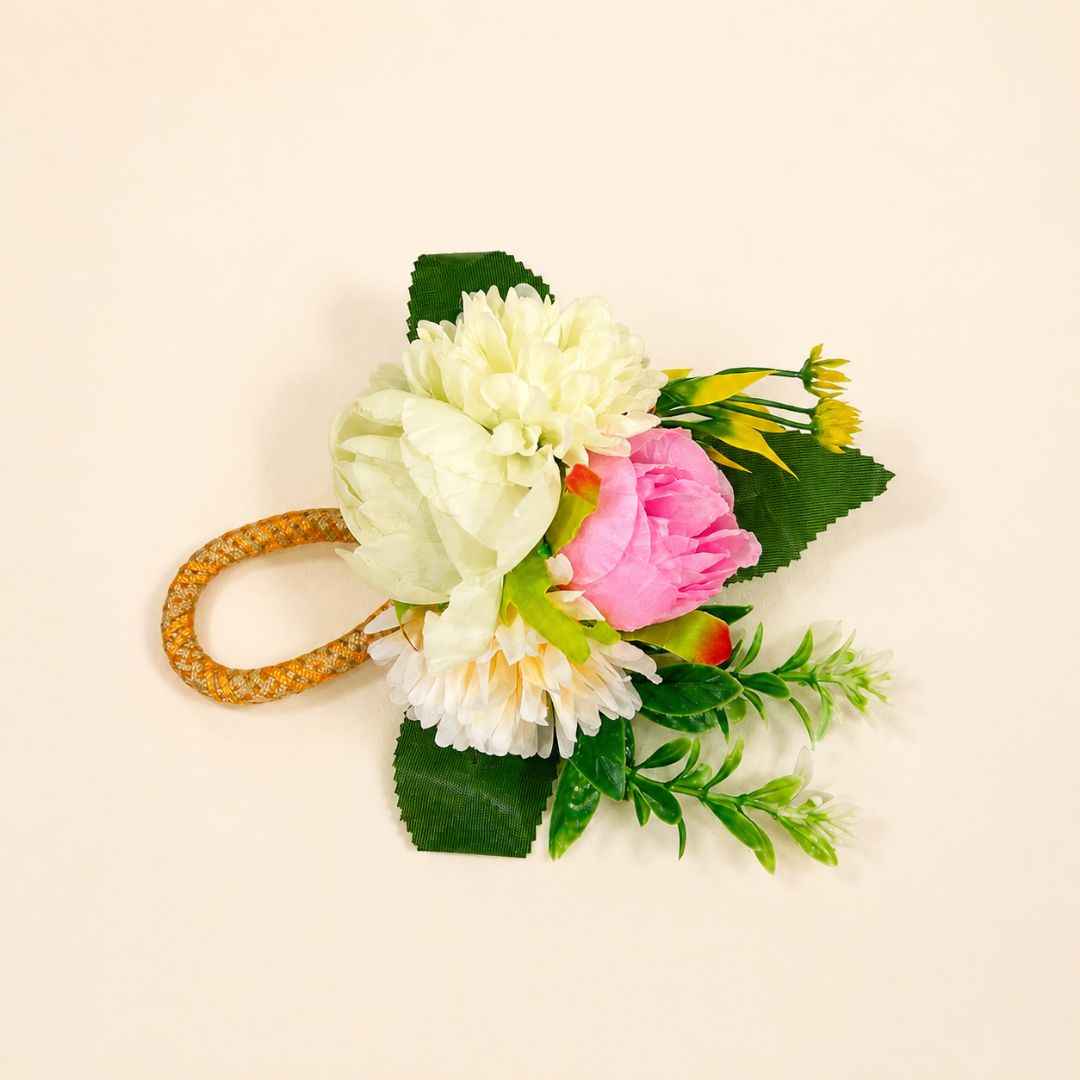 Set of 5 Pink & White Floral Decorative Accessories for Hamper & Trousseau Packing