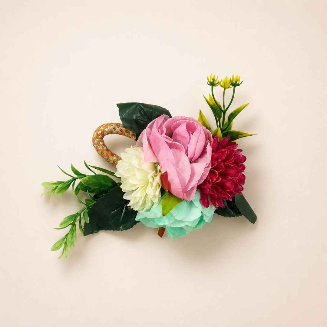 Set of 5 Multicolor Floral Decorative Accessories for Hamper & Trousseau Packing