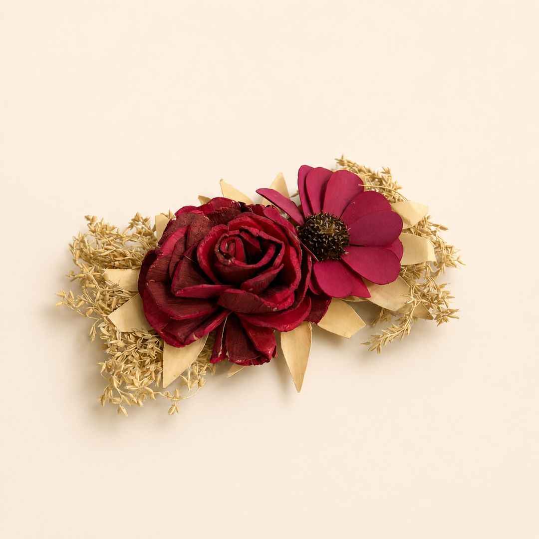 Set of 5 Red Floral Decorative Accessories for Hamper & Trousseau Packing