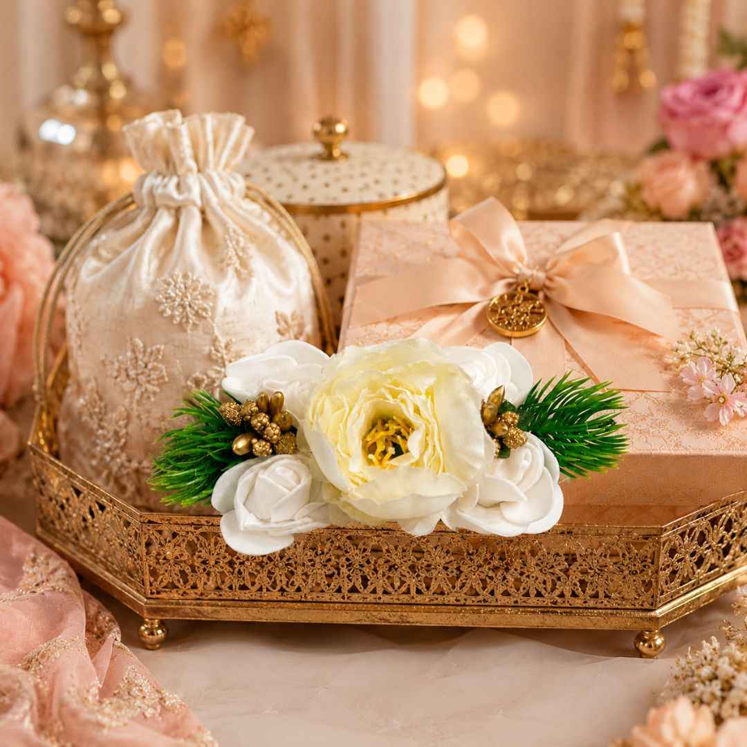 Pack of 5 Ivory White Floral Decoration Accessories for Hamper Packing