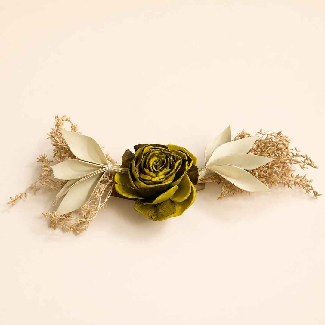 Set of 5 Olive Green Rose Decorative Accessories for Hamper & Trousseau Packing