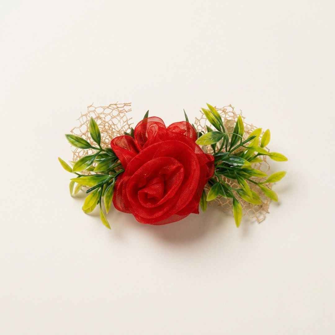 Set of 5 Red Net Flower Decorative Accessories for Hamper & Trousseau Packing