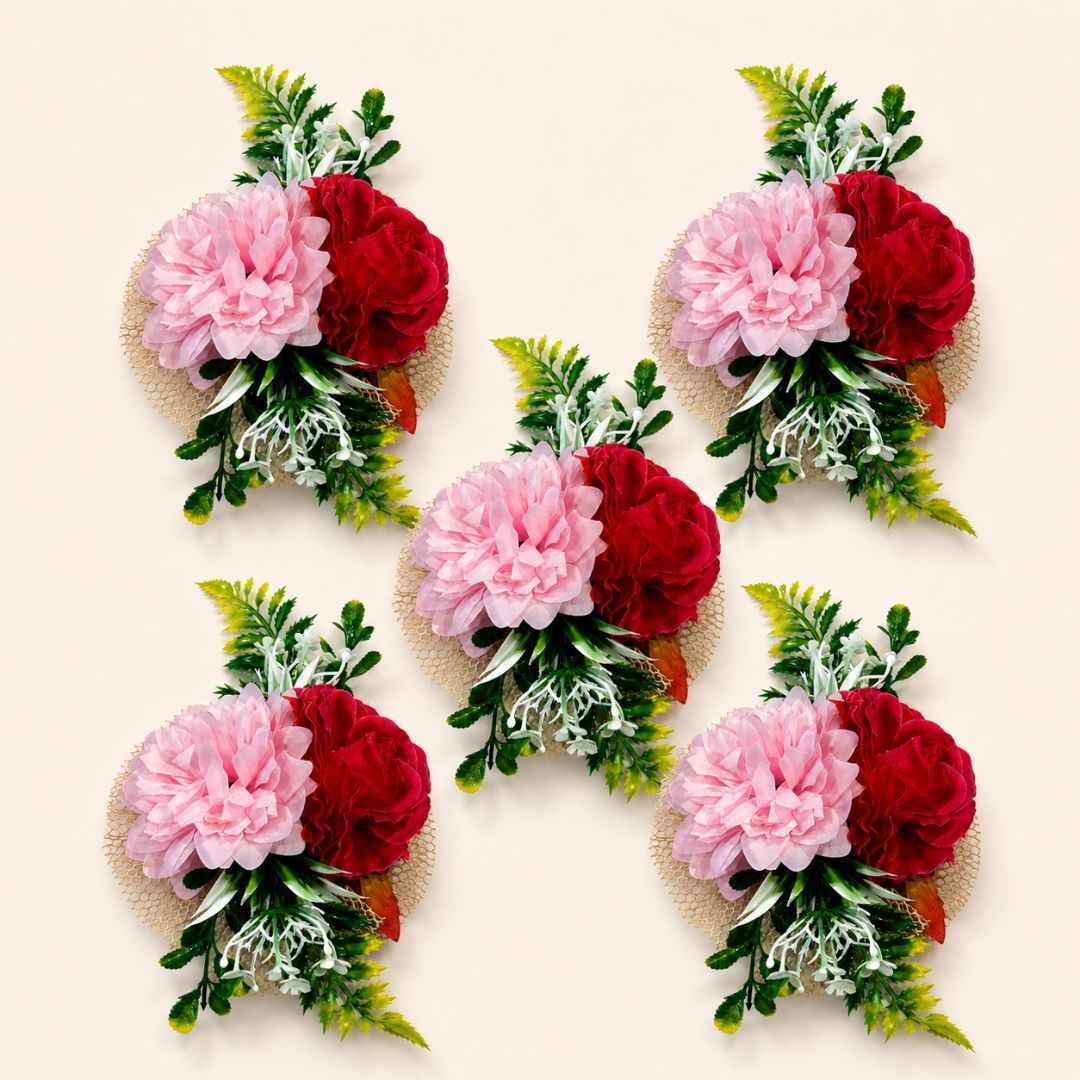 Pink & Red Floral Decoration Accessory for Hamper Packing