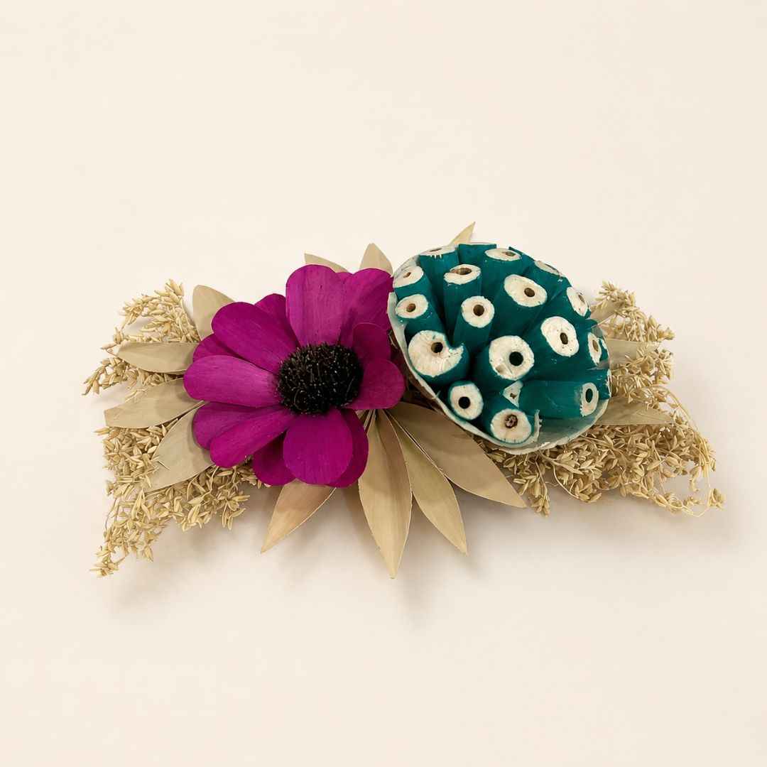 Set of 5 Magenta & Teal Floral Decorative Accessories for Hamper & Trousseau Packing