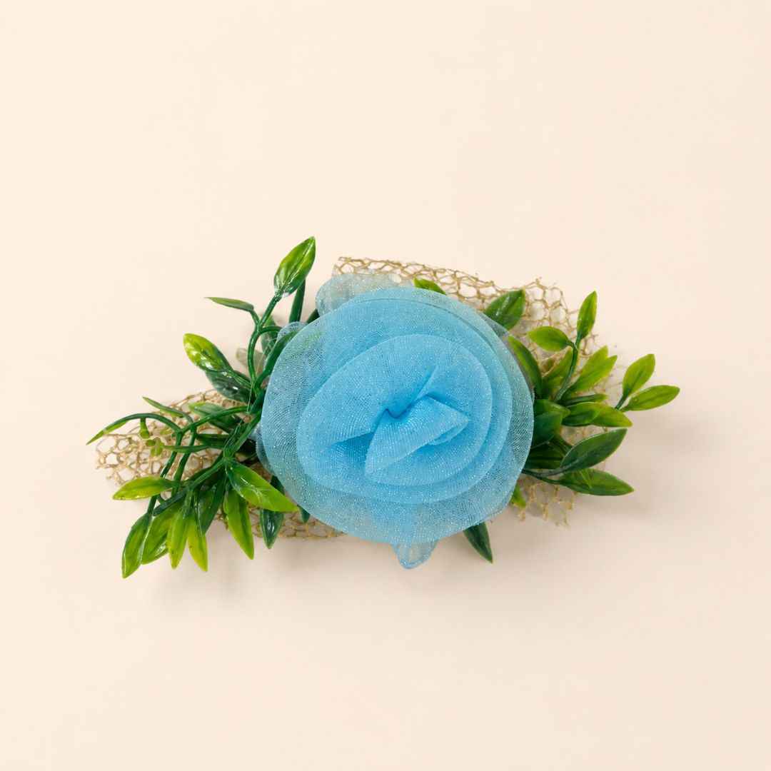 Set of 5 Blue Net Flower Decorative Accessories for Hamper & Trousseau Packing