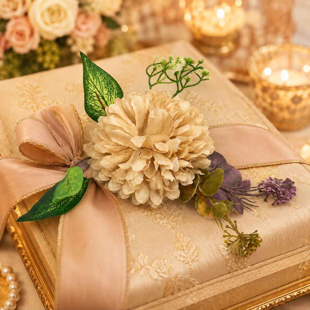 Pack of 5 Beige Floral Decoration Accessories for Hamper Packing