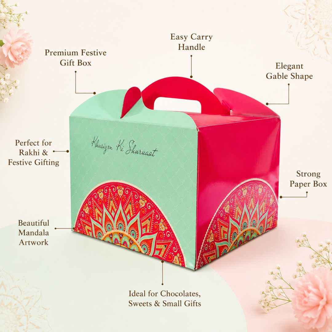Pack of 8- Mint Pink Mandala Festive Gift Box