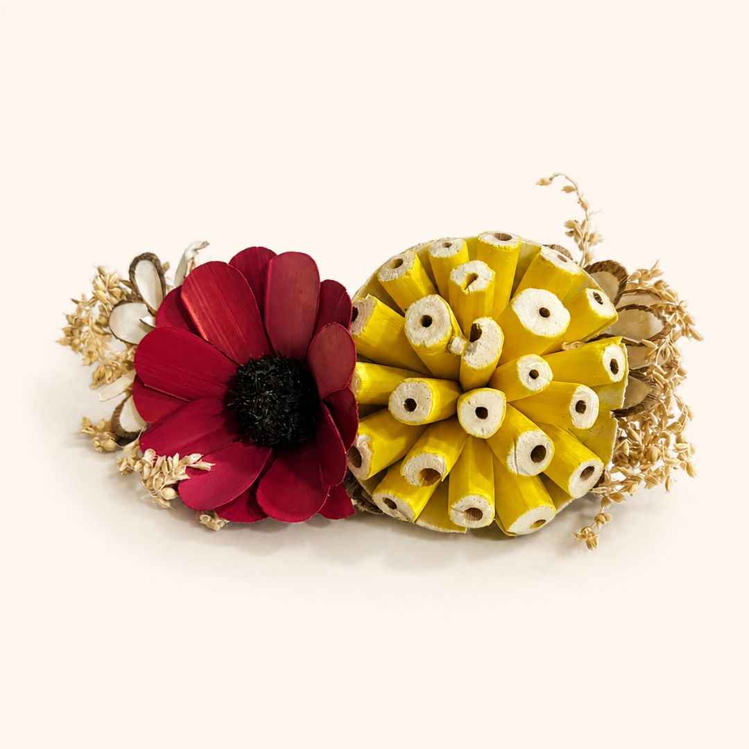 Set of 5 Red & Yellow Floral Decorative Accessories for Hamper & Trousseau Packing