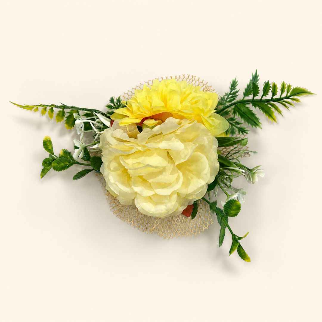 Yellow Floral Net Decoration Accessory for Hamper Packing