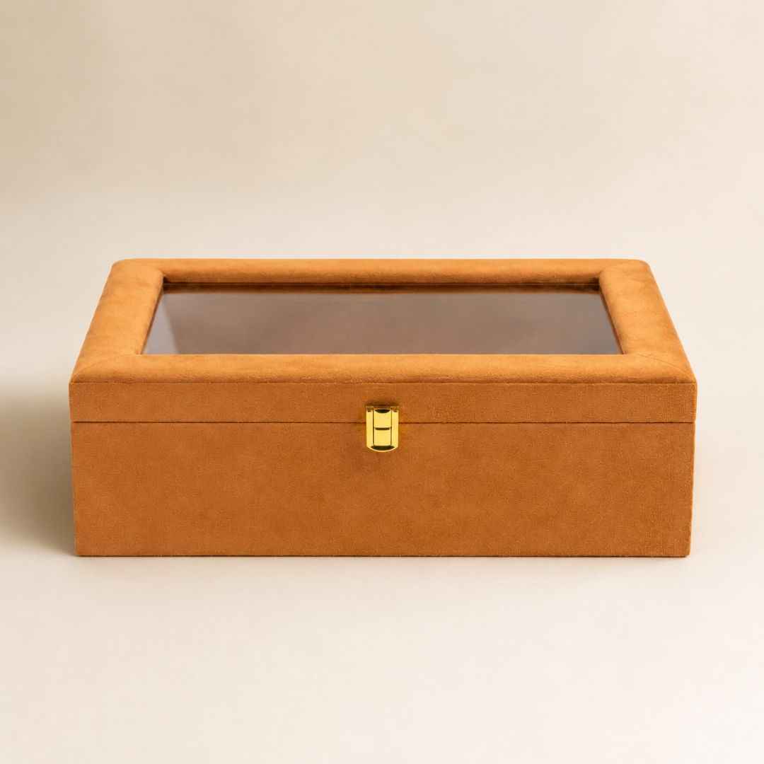 Mustard Transparent Lid Gift Box with Golden Latch